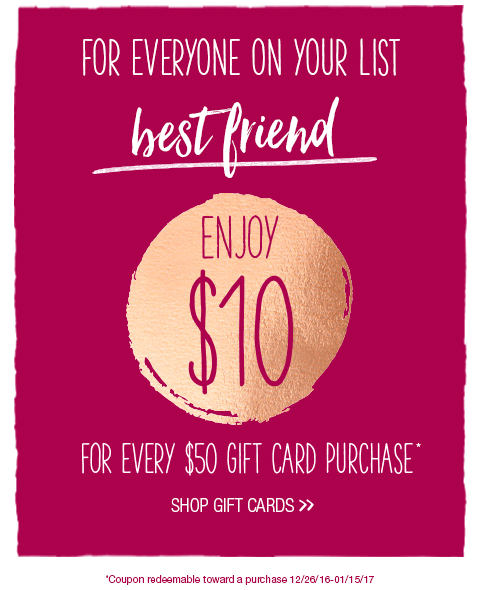 Get 10 For Every 50 Gift Card Purchase